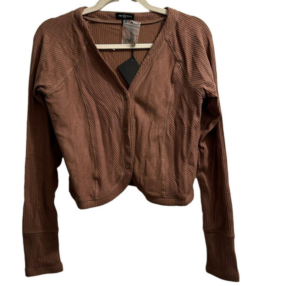 NWT brown ribbed crop sweater